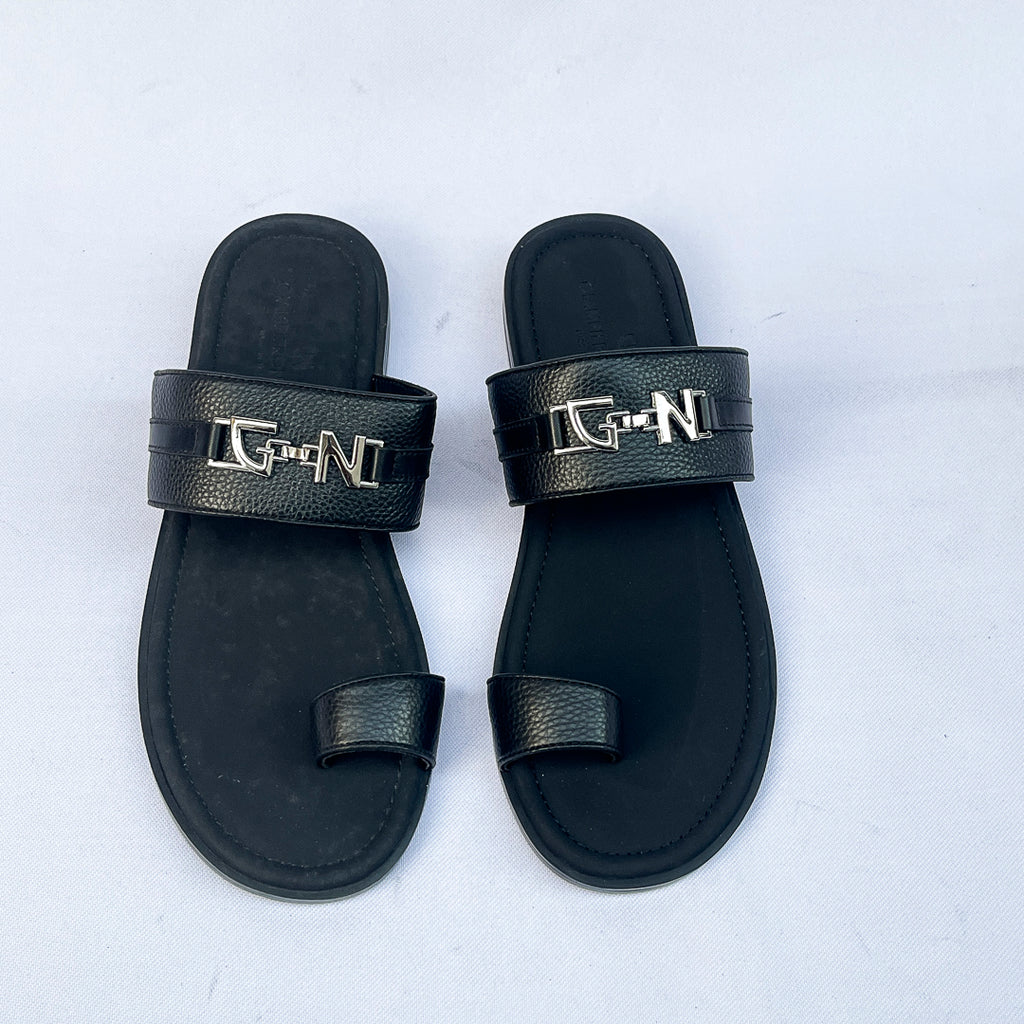 Capitano Bit Toe-Loop Leather Slide – Black