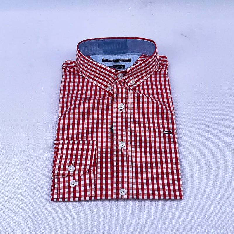 Men's Bold Check Shirt – Red White