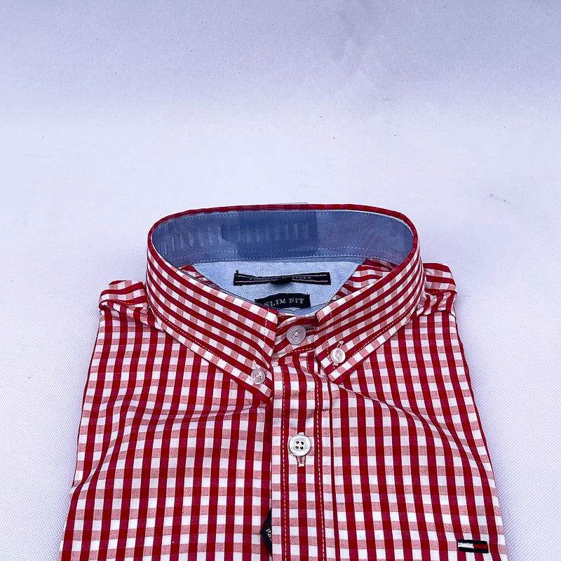 Men's Bold Check Shirt – Red White