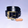 Men's PRL Genuine Black Leather Belt – Gold Classic Buckle