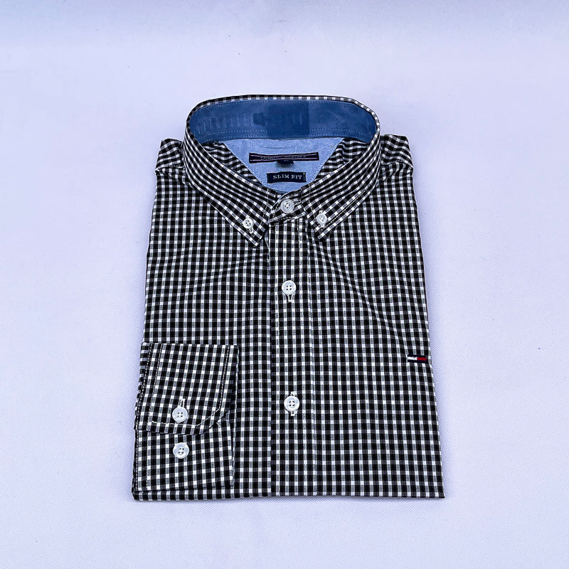 Men's Gingham Check Shirt – Black