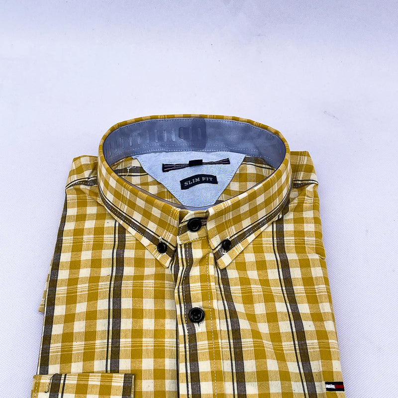 Men's Check Shirt – Mustard
