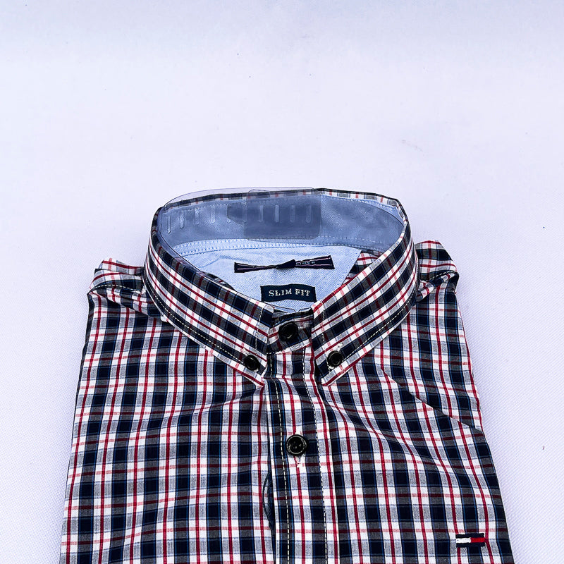 Men's Tartan Check Shirt – Black Red
