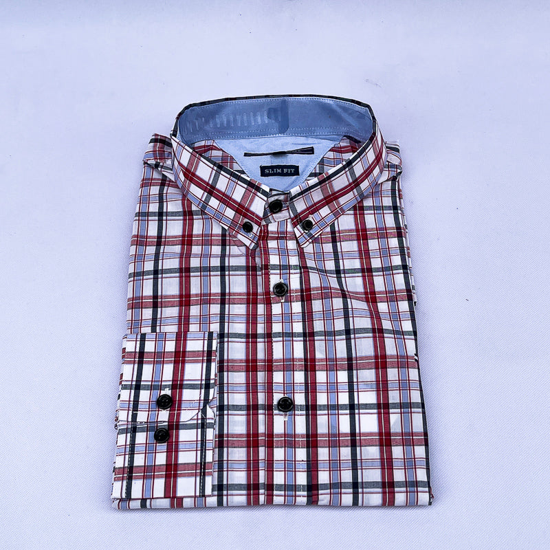 Men's Plaid Shirt – Red Blue