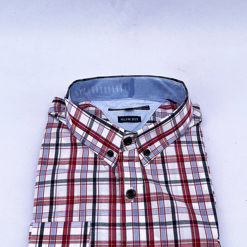 Men's Plaid Shirt – Red Blue