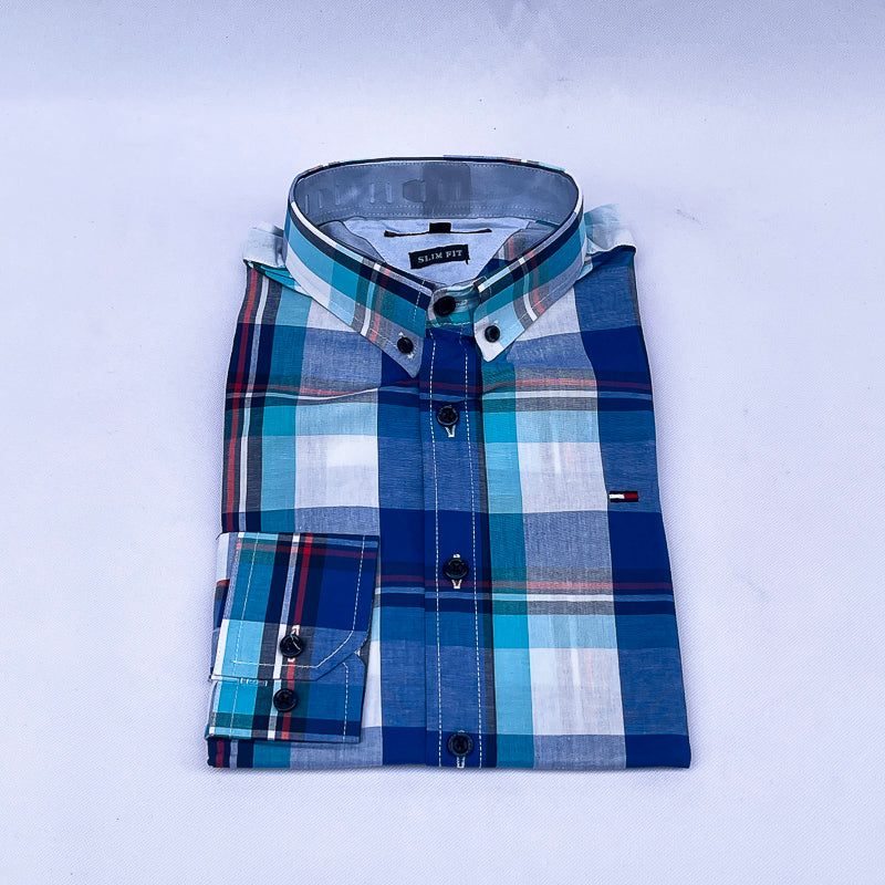 Men's Madras Check Shirt – Blue