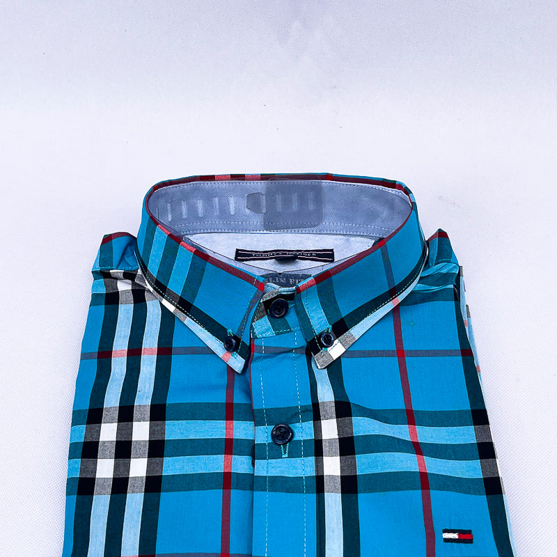 Men's Tartan Check Shirt – Teal