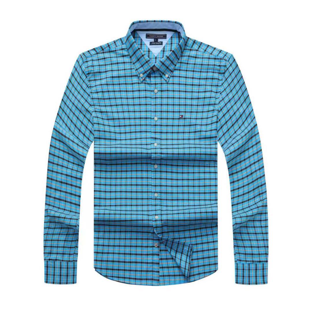 Ocean Blue Checkered Dress Shirt