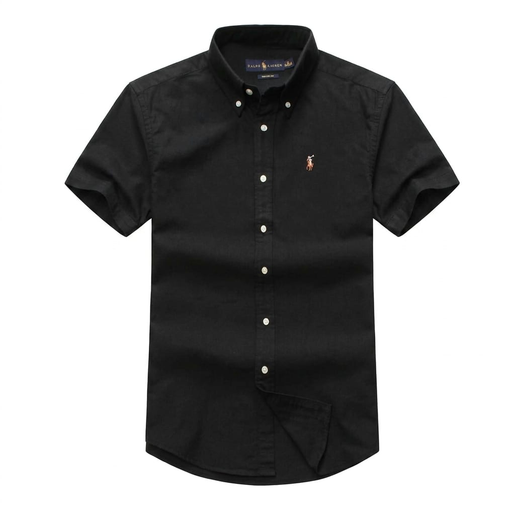 Black Short-Sleeve Cotton Shirt