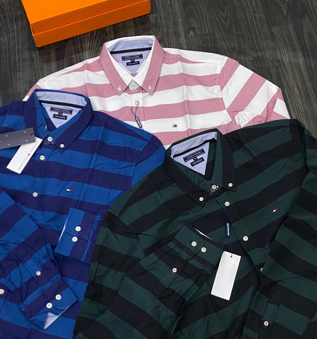Men's Forest Green Wide Stripe Oxford Shirt