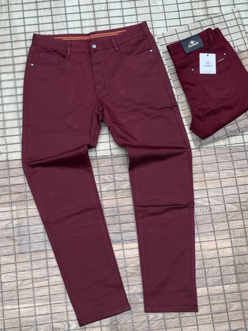 Mondo Burgundy Men's Stretch Chino Trouser