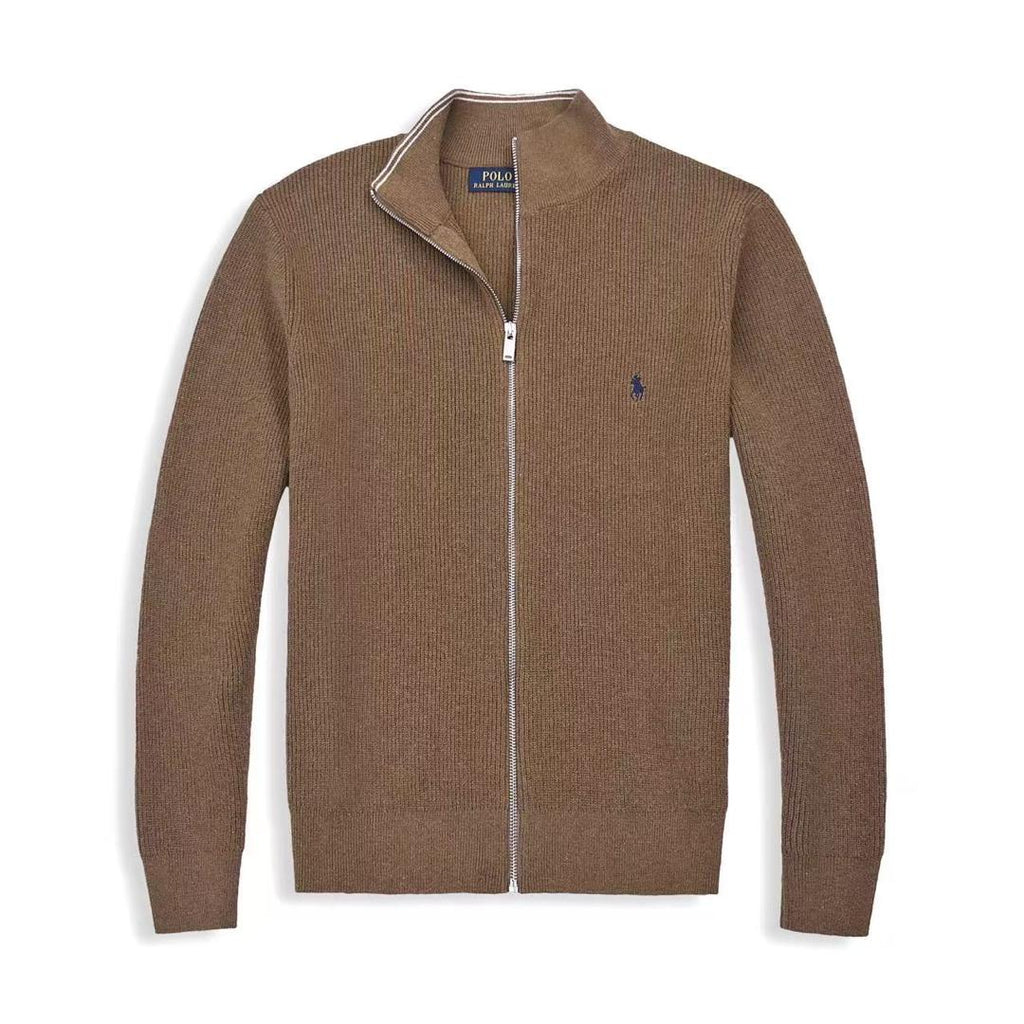 Men's Zip Cardigan Sweater – Brown