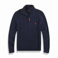Men's Quarter-Zip Cable Knit Sweater – Navy