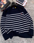 Men's Striped Knit Sweater – Navy White