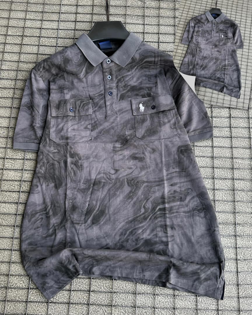 Men's Marble Pattern Polo - Black
