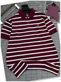Men's Striped Polo Shirt – Maroon