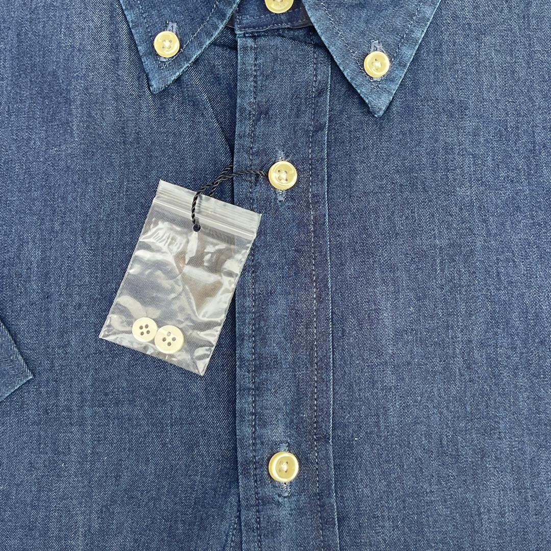 Navy Blue Short Sleeve Chambray Shirt