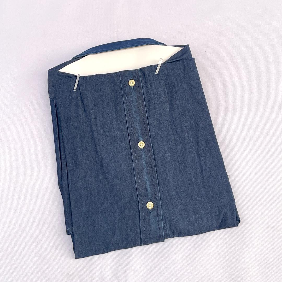 Navy Blue Short Sleeve Chambray Shirt