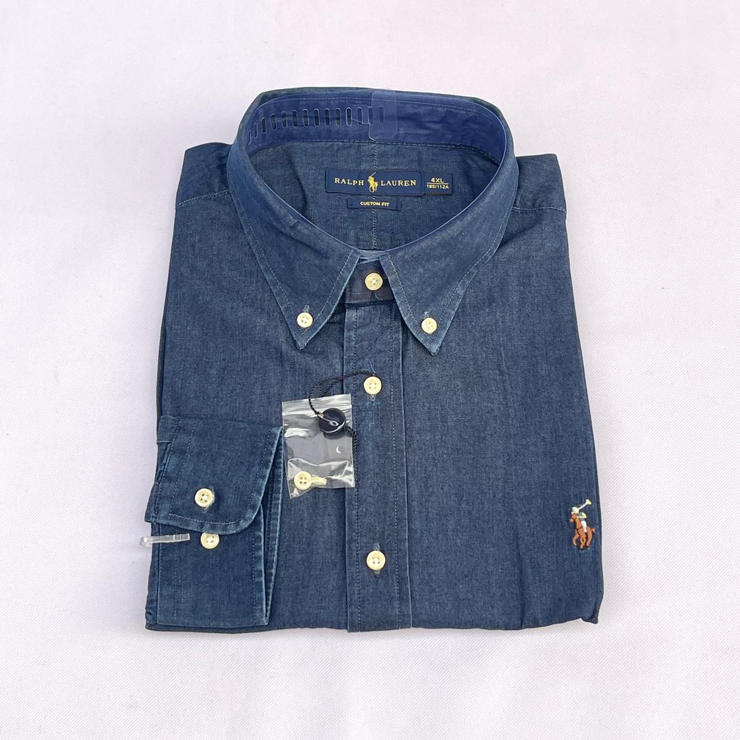 Navy Blue Long Sleeve Chambray Shirt