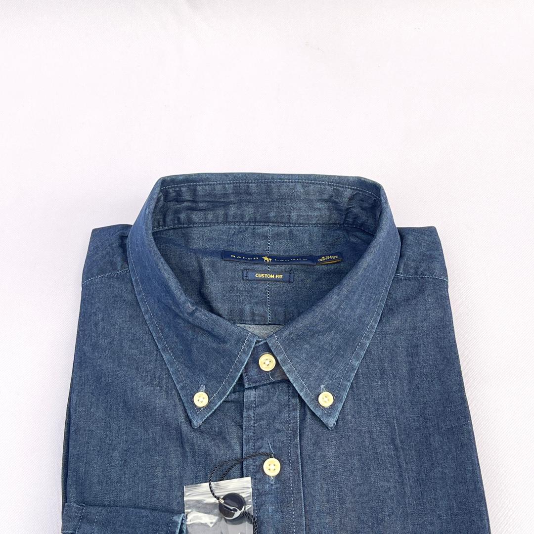 Navy Blue Long Sleeve Chambray Shirt