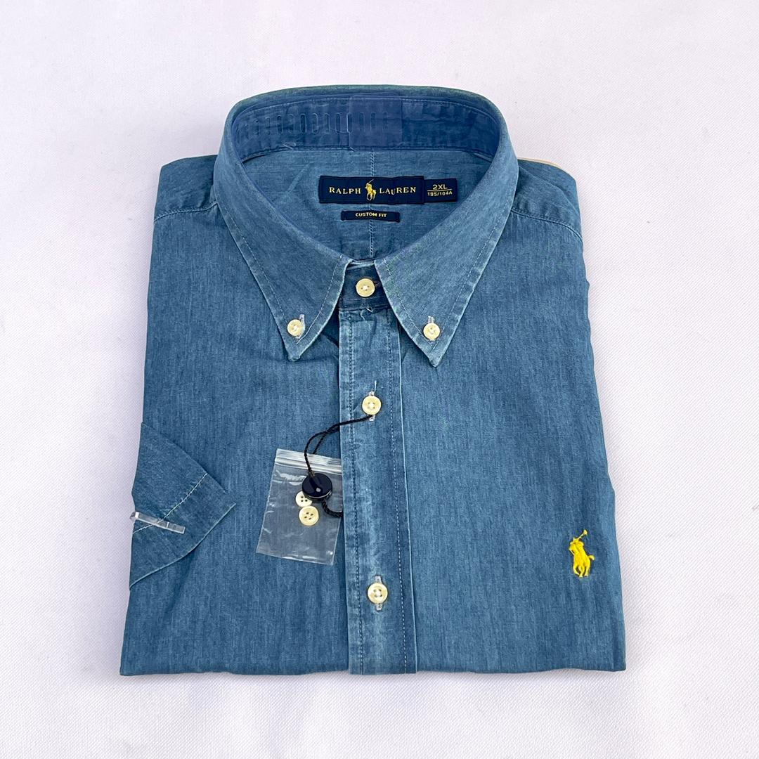Blue Short Sleeve Chambray Shirt - RL