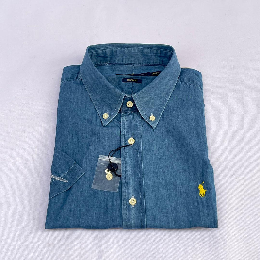 Blue Short Sleeve Chambray Shirt - RL