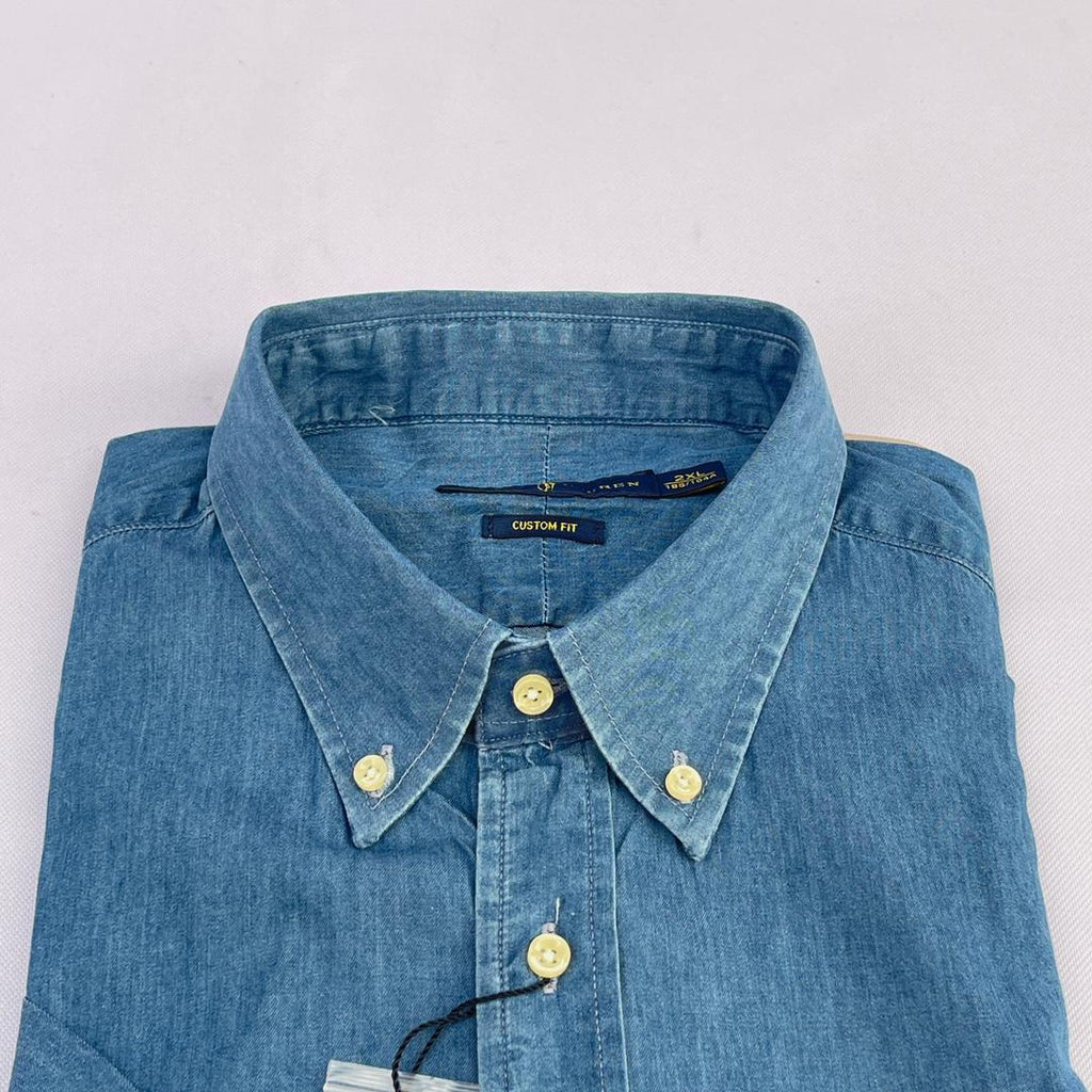 Blue Short Sleeve Chambray Shirt - RL