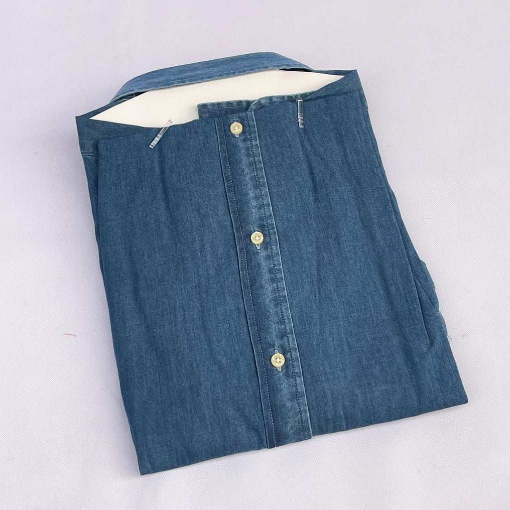 Blue Long Sleeve Chambray Shirt - RL